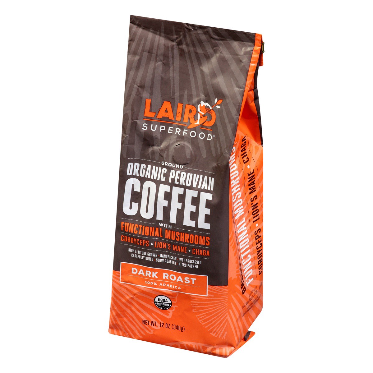 slide 4 of 9, Laird Superfood Dark Roast Ground Organic Peruvian Coffee with Functional Mushrooms - 12 oz, 12 oz