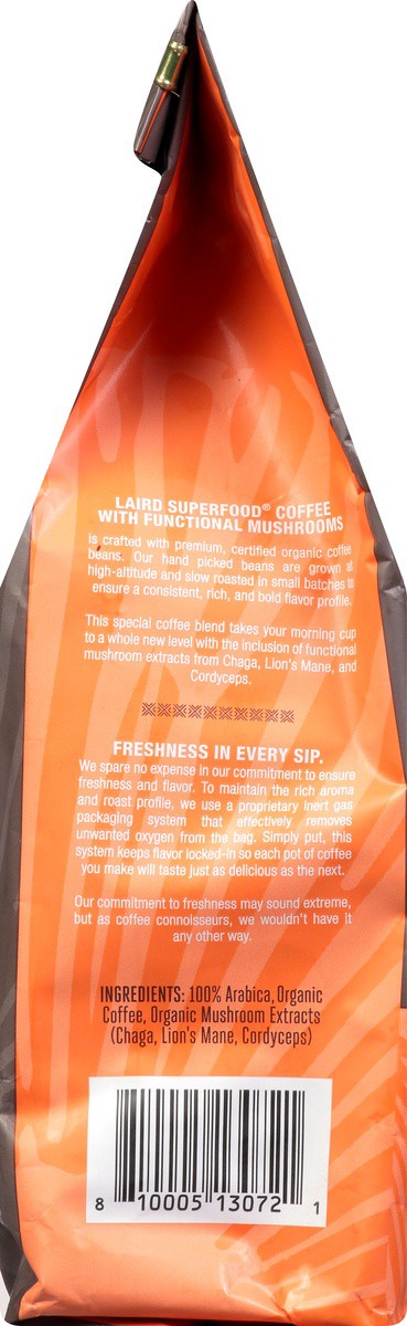 slide 3 of 9, Laird Superfood Dark Roast Ground Organic Peruvian Coffee with Functional Mushrooms - 12 oz, 12 oz