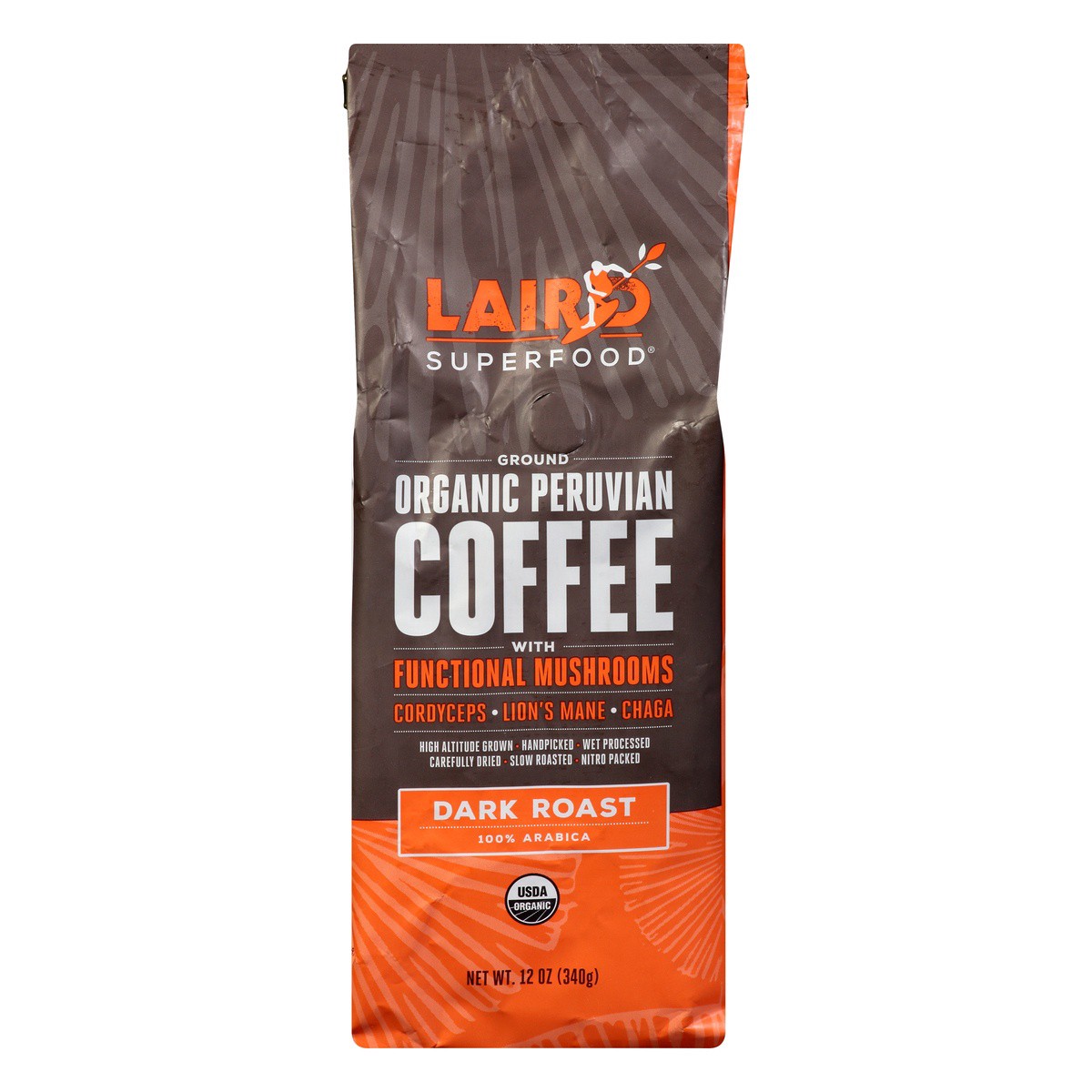 slide 1 of 9, Laird Superfood Dark Roast Ground Organic Peruvian Coffee with Functional Mushrooms - 12 oz, 12 oz