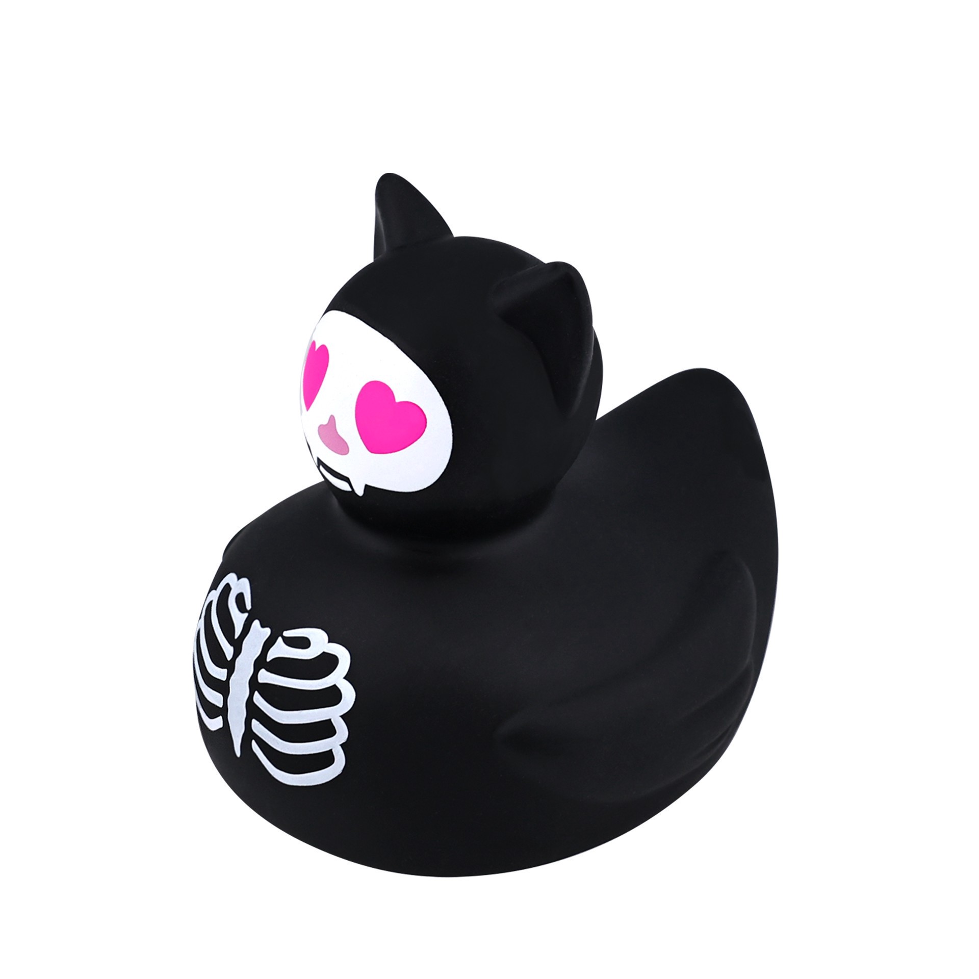 slide 2 of 3, 3.5" Black Skeleton Cat Rubber Duck By Creatology, 3.6 in x 3 in x 3.6 in