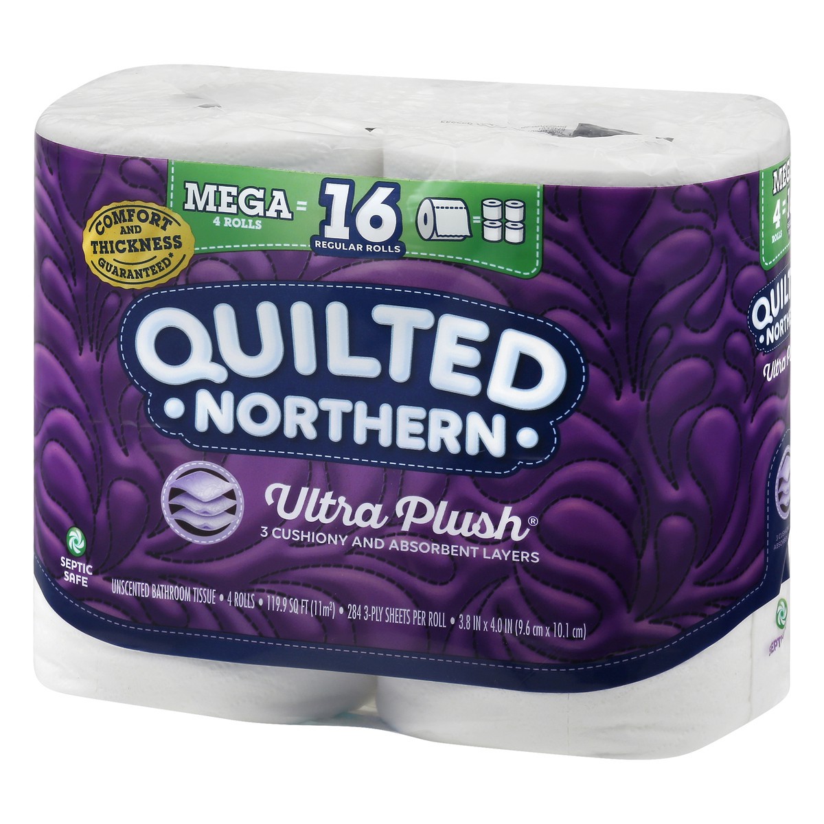 slide 3 of 8, Quilted Northern Ultra Plush 3-Ply Mega Rolls Unscented Bathroom Tissue 4 ea, 4 ct