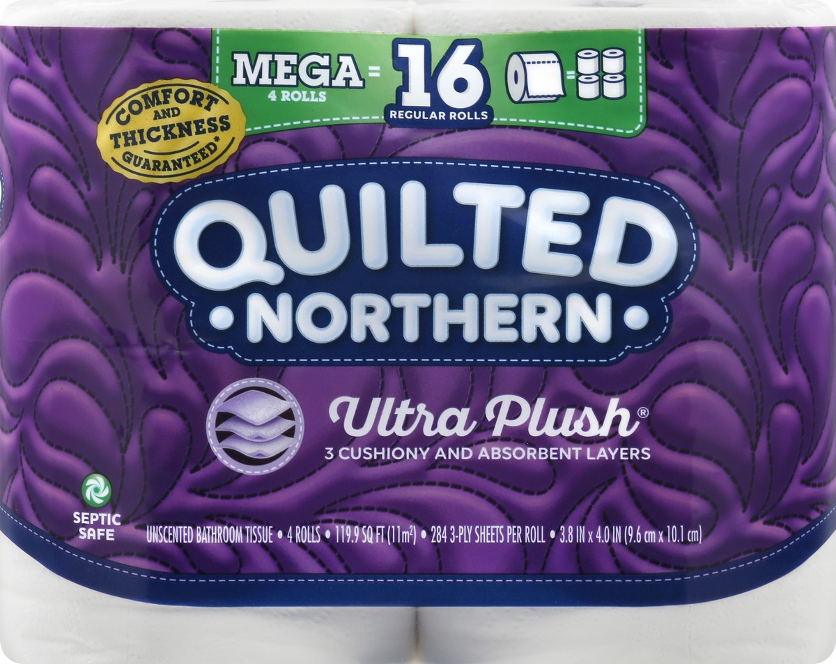 slide 7 of 8, Quilted Northern Ultra Plush 3-Ply Mega Rolls Unscented Bathroom Tissue 4 ea, 4 ct