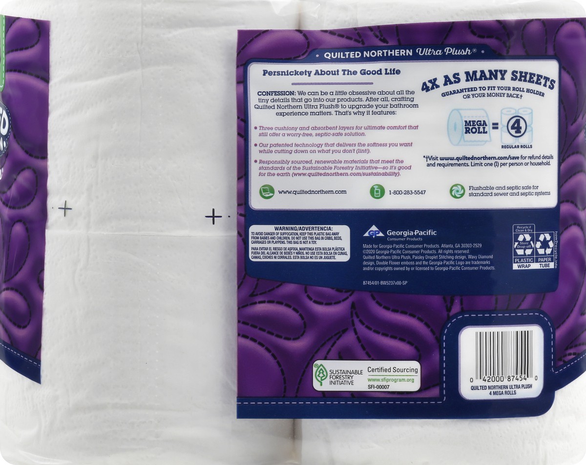 slide 8 of 8, Quilted Northern Ultra Plush 3-Ply Mega Rolls Unscented Bathroom Tissue 4 ea, 4 ct
