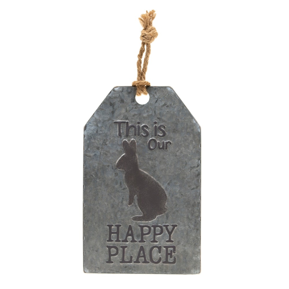 slide 1 of 1, Holiday Home Happy Place Galvanized Tag Sign, 1 ct