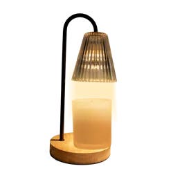 Luze Candle Warmer Lamp Glass Amber Shade Verre Aura - Black Rod