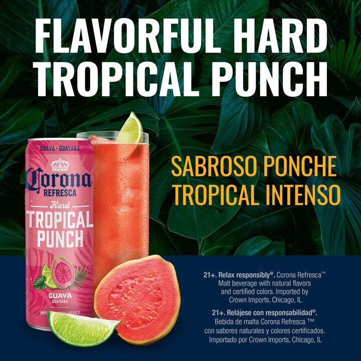 slide 3 of 5, Corona Refresca Hard Tropical Punch Guava Can, 24 fl oz