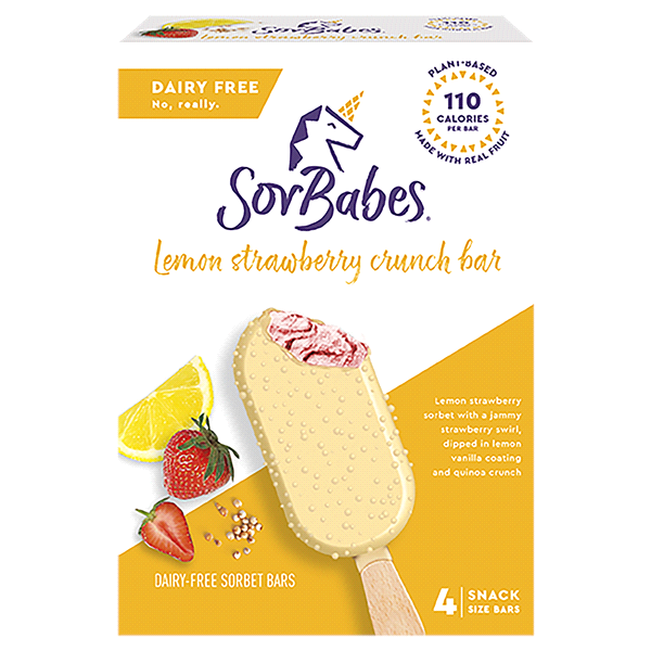 slide 1 of 1, Sorbabes Lemon Strawberry Crunch Bars, 4 ct