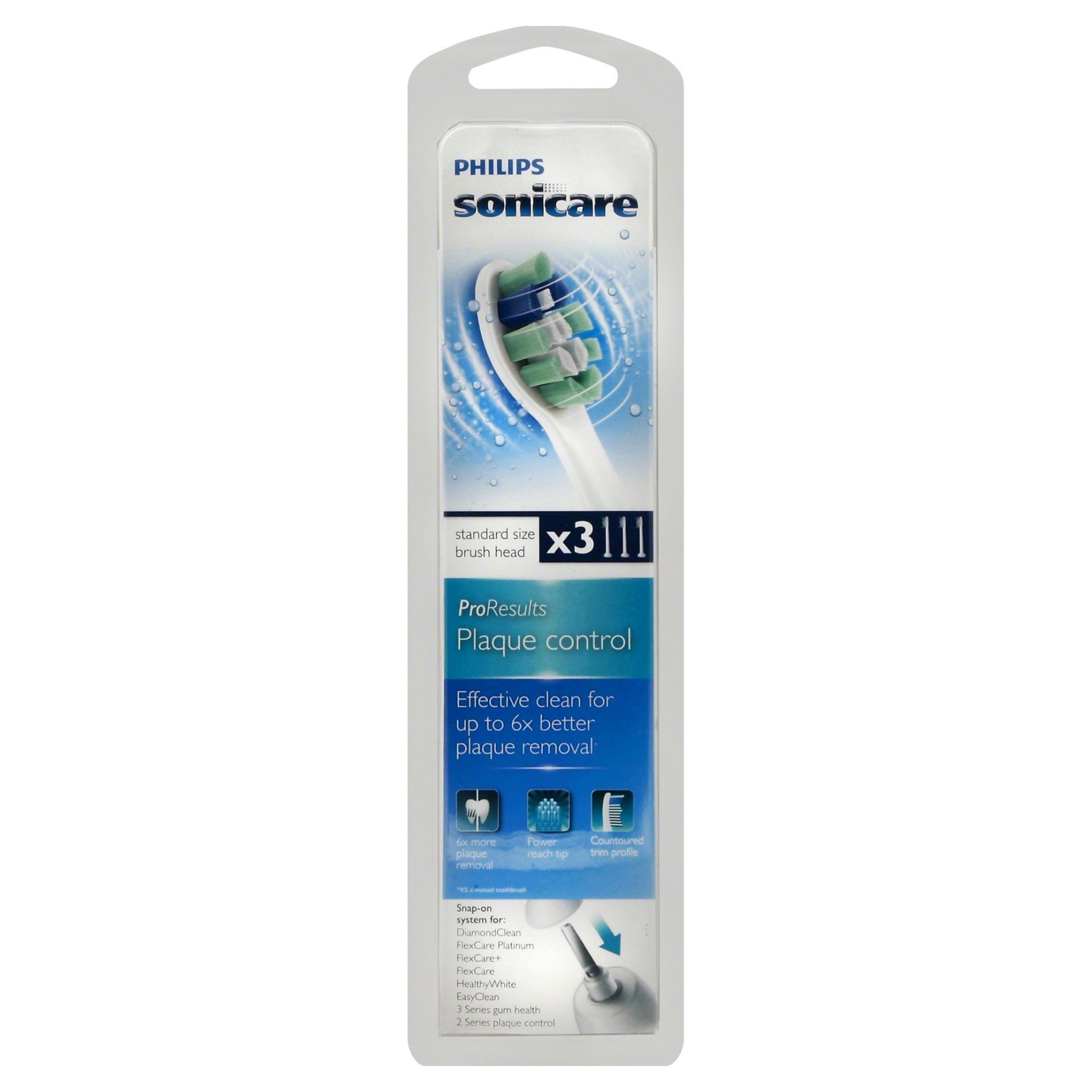 slide 1 of 2, Sonicare Plaque Control Replacement Electric Toothbrush Head, 3 ct