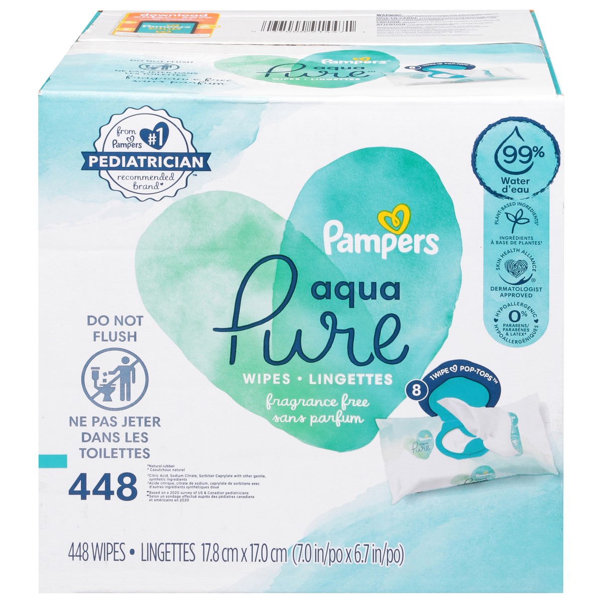 slide 1 of 28, Pampers Aqua Pure Fragrance Free Wipes 448 ea, 448 ct