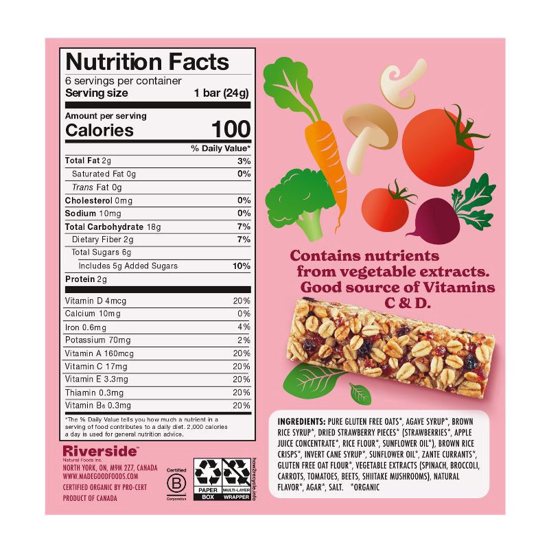 slide 2 of 2, MadeGood Strawberry Granola Bars 6 - 0.85 oz Bars, 6 ct