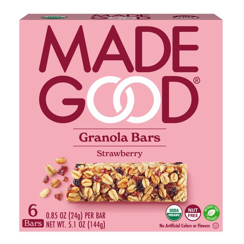 slide 1 of 2, MadeGood Strawberry Granola Bars 6 - 0.85 oz Bars, 6 ct