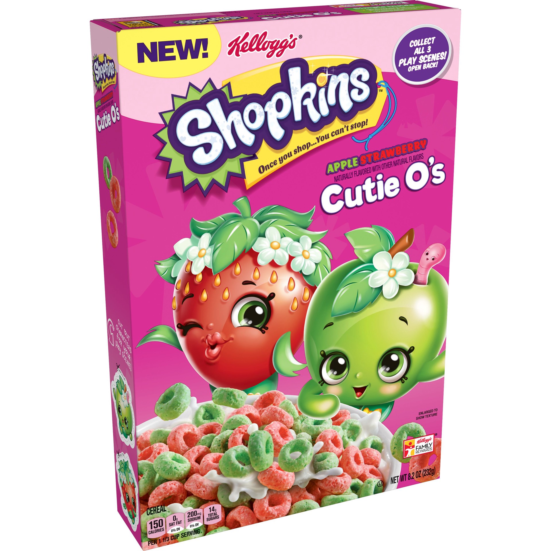 slide 1 of 3, Kellogg's Shopkins Cutie-O's Breakfast Cereal, 8.2 oz