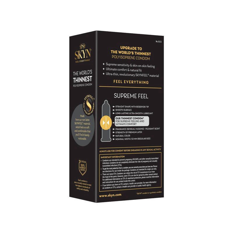 slide 5 of 5, SKYN Supreme Feel Lubricated Non-Latex Condoms 10 ea, 10 ct