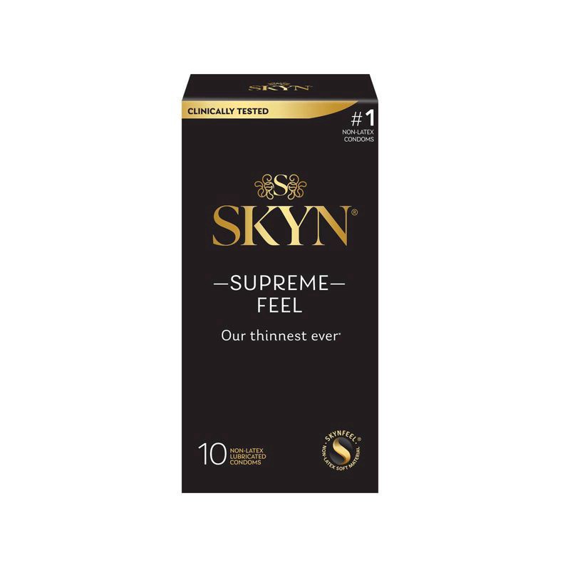 slide 1 of 5, SKYN Supreme Feel Lubricated Non-Latex Condoms 10 ea, 10 ct