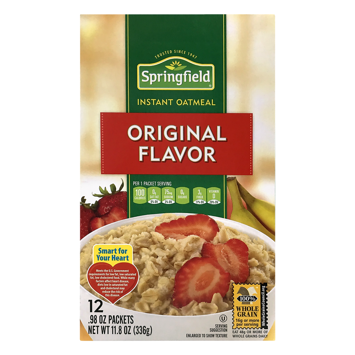 slide 1 of 1, Springfield Instant Oatmeal Regular, 11.8 oz