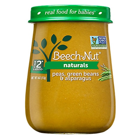 slide 1 of 1, Beech-Nut Baby Food Naturals Stage 2 Just Peas Green Beans & Asparagus Jar, 4 oz