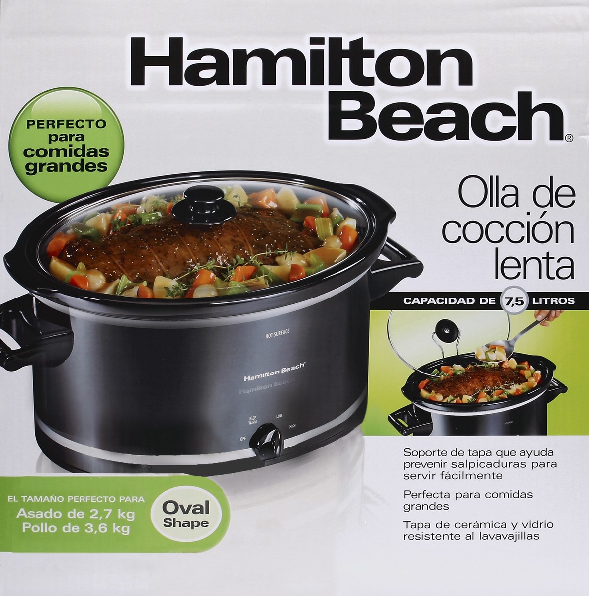 slide 3 of 5, Hamilton Beach With Lid 8Qt Oval Slow Cooker, 1 ct