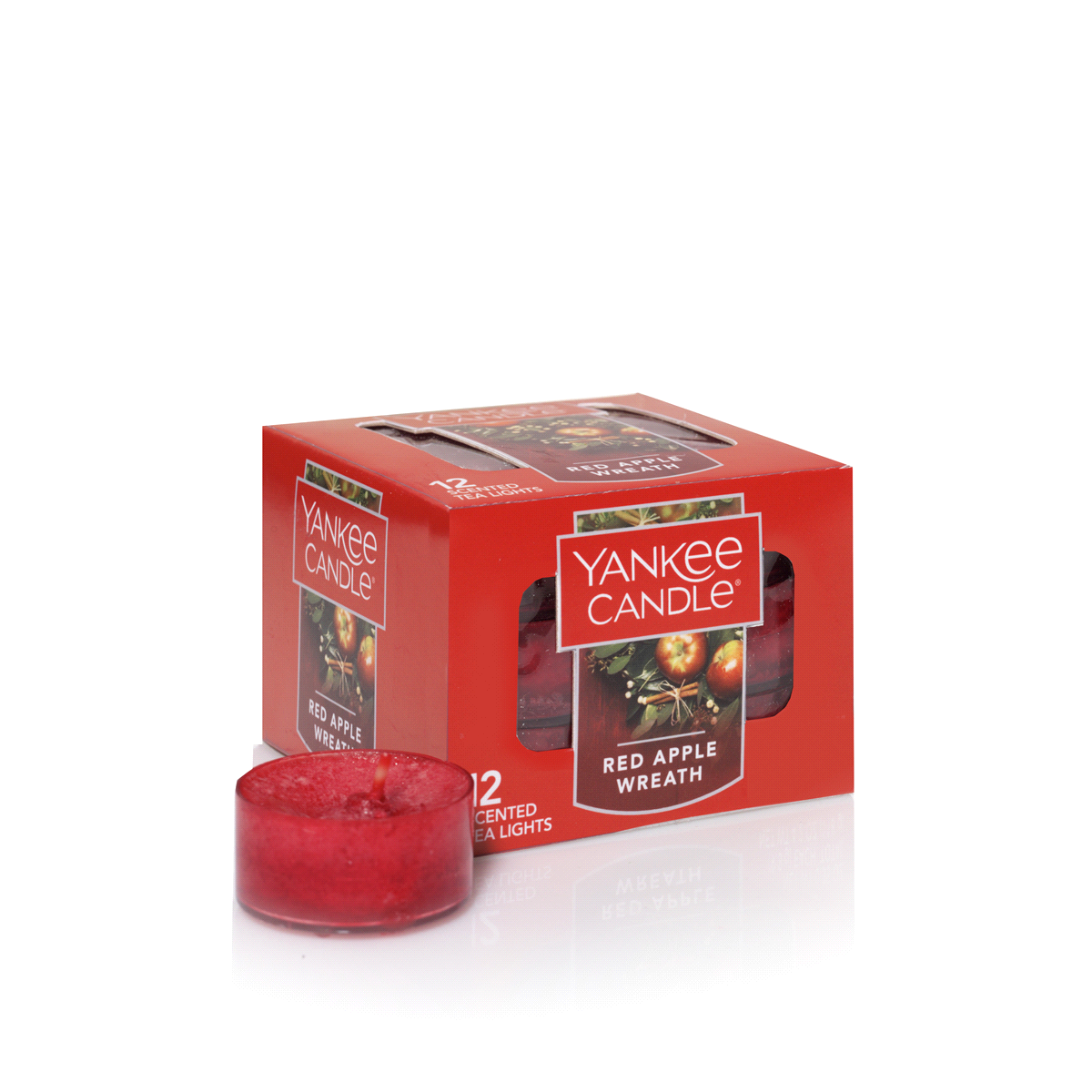 slide 1 of 1, Yankee Candle Tealight Candles Red Apple Wreath, 12 ct