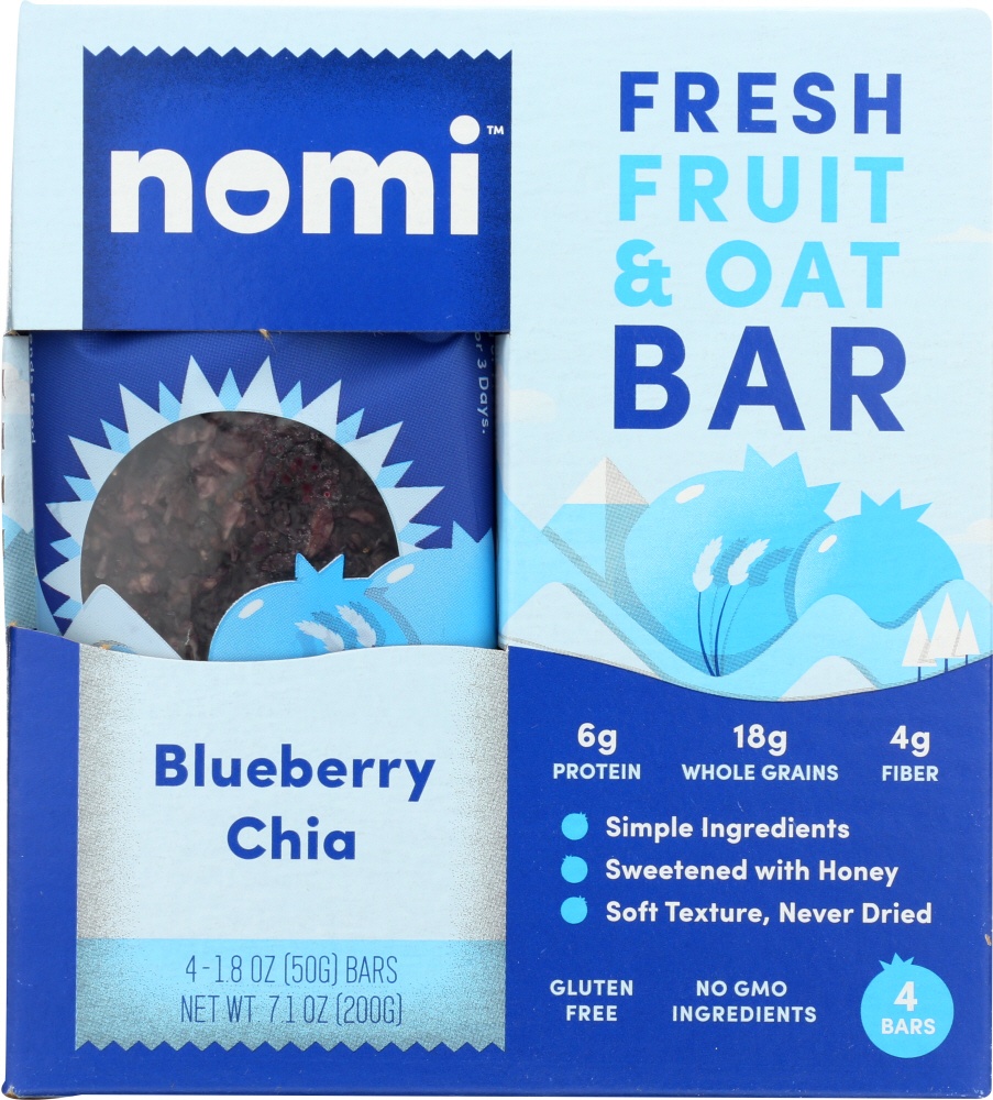 slide 1 of 1, Nomi Blueberry Chia Fresh Fruit & Oat Bar, 7.1 oz