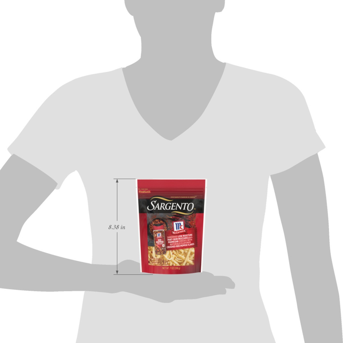 slide 10 of 14, Sargento McCormick Mozzarella & Parmesan Shredded Cheeses with Crushed Red Pepper, Traditional Cut, 7 oz., 7 oz