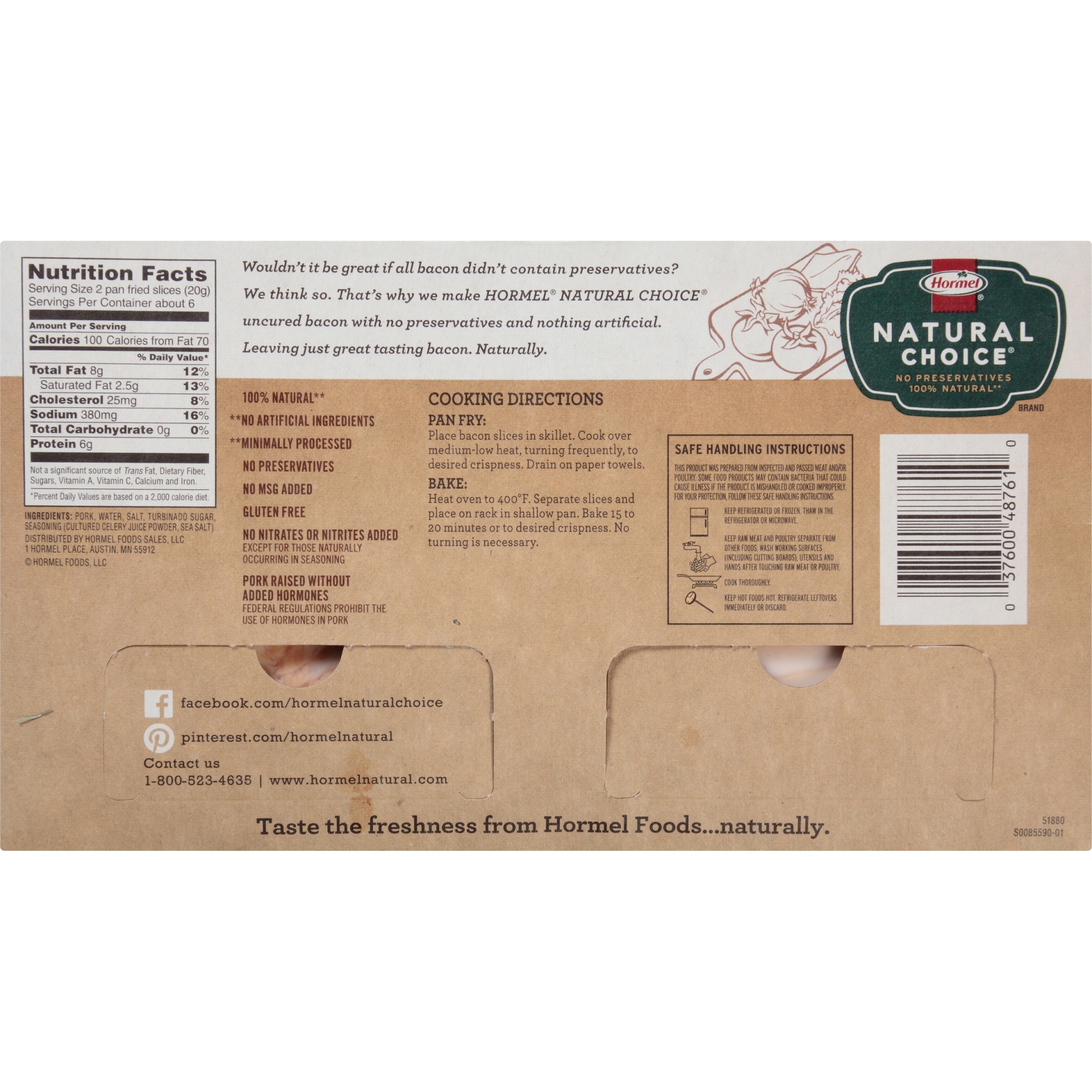 slide 4 of 6, HORMEL NATURAL CHOICE Cherrywood Smoked Uncured Bacon, 12 oz