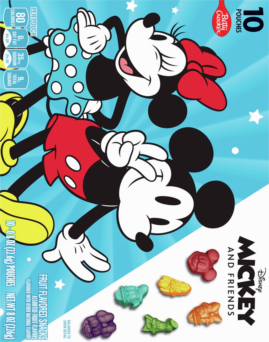 slide 6 of 8, Betty Crocker Disney Mickey and Friends Fruit Flavored Snacks, Treat Pouches, Gluten Free Snack, 10 Ct, 8 oz, 10 ct