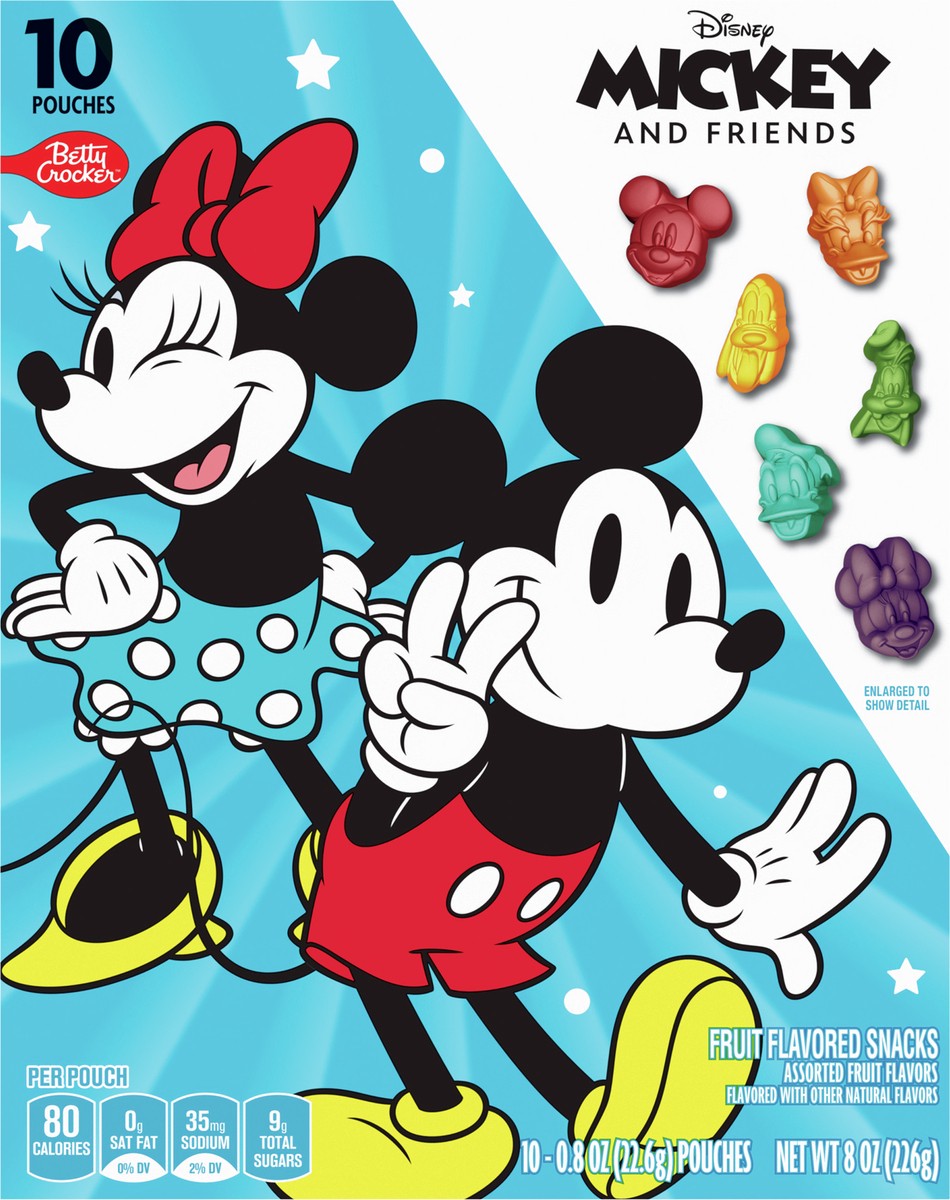 slide 7 of 8, Betty Crocker Disney Mickey and Friends Fruit Flavored Snacks, Treat Pouches, Gluten Free Snack, 10 Ct, 8 oz, 10 ct