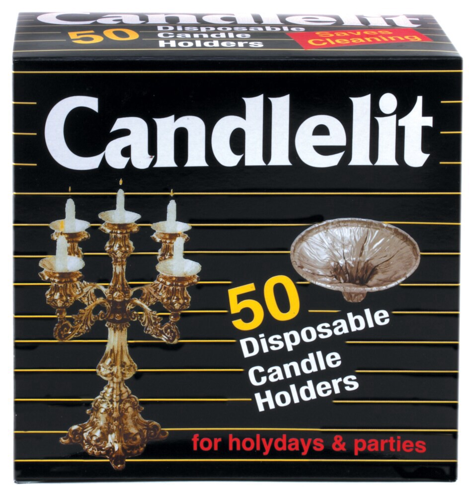 slide 1 of 4, Candlelit Disposable Candle Holders, 50 ct