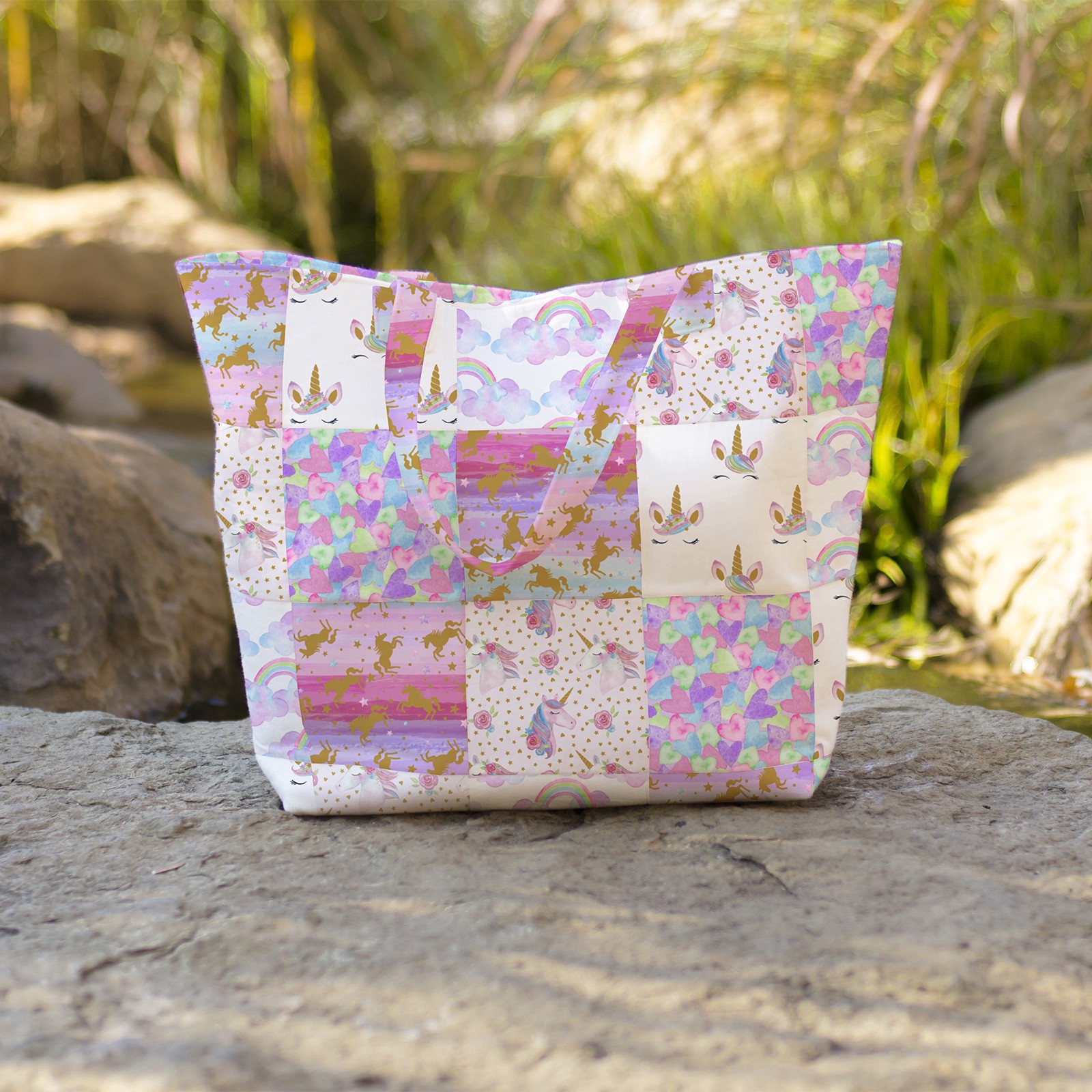 slide 3 of 4, Multicolor Unicorn Cotton Fabric Bundle By Loops & Threads, 1 yd