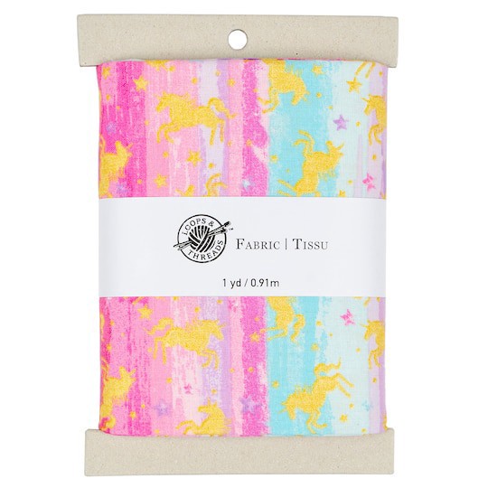 slide 1 of 4, Multicolor Unicorn Cotton Fabric Bundle By Loops & Threads, 1 yd