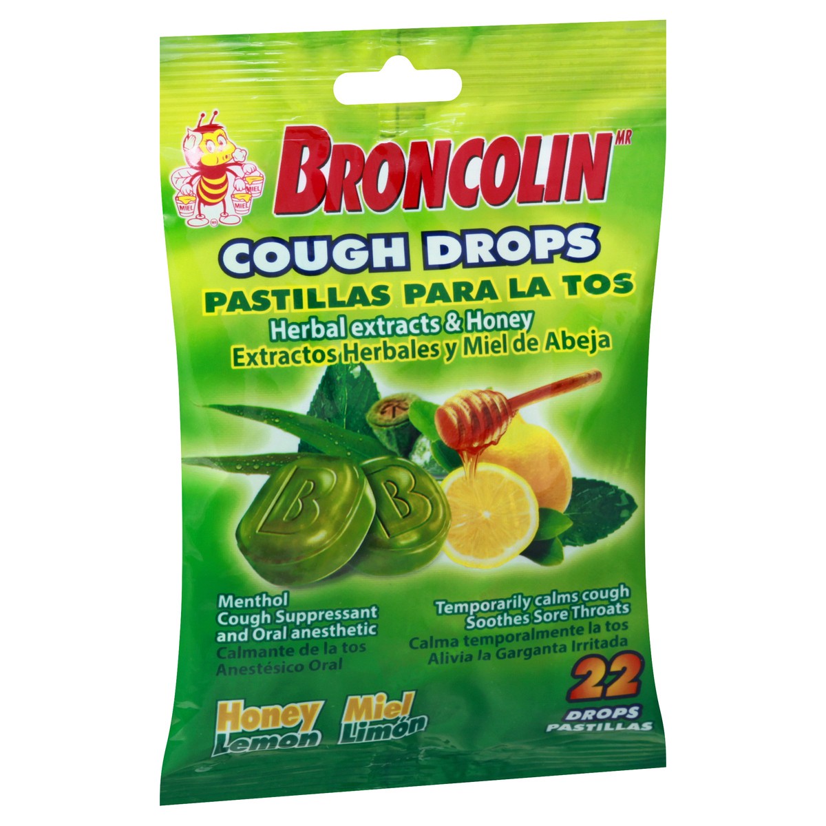 slide 2 of 9, Broncolin Honey-Lemon Cough Drops, 22 ct