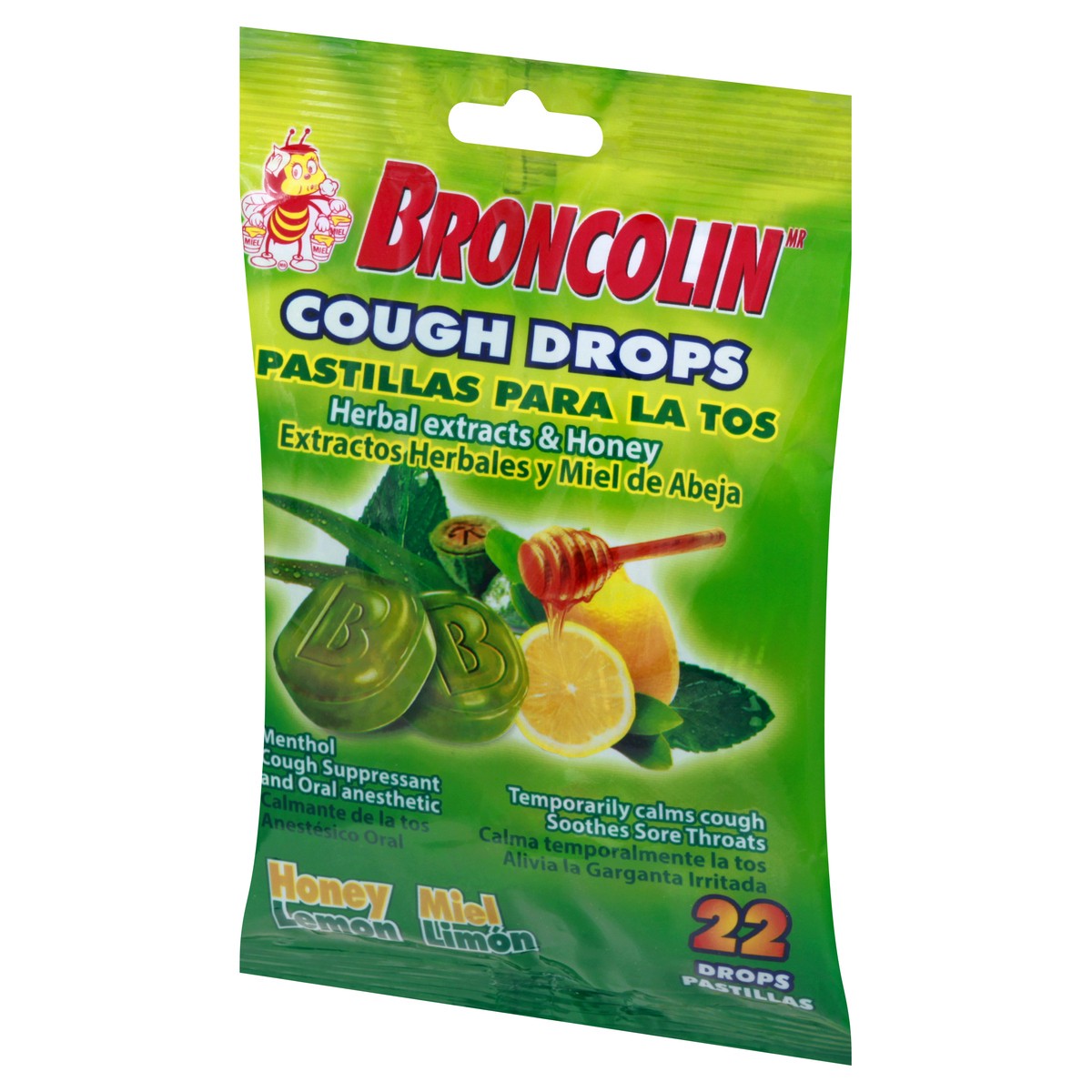 slide 9 of 9, Broncolin Honey-Lemon Cough Drops, 22 ct