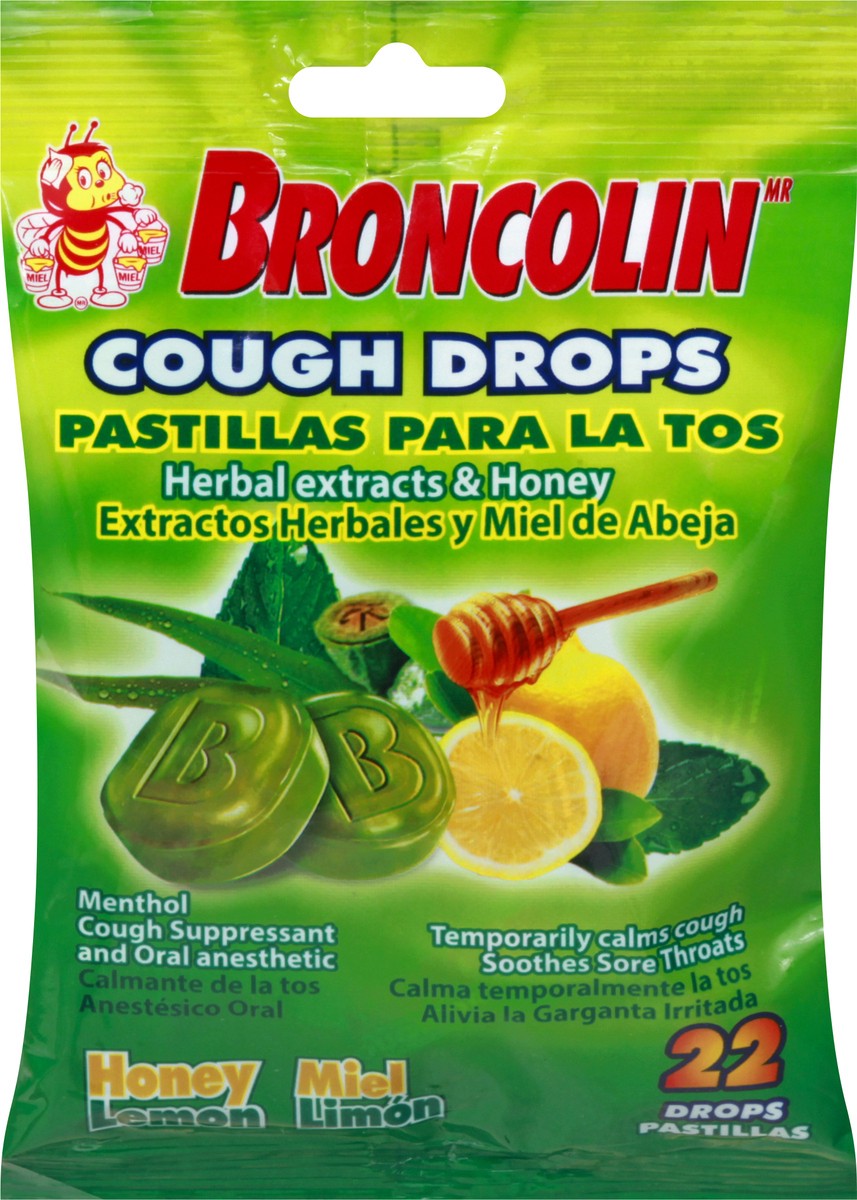 slide 5 of 9, Broncolin Honey-Lemon Cough Drops, 22 ct