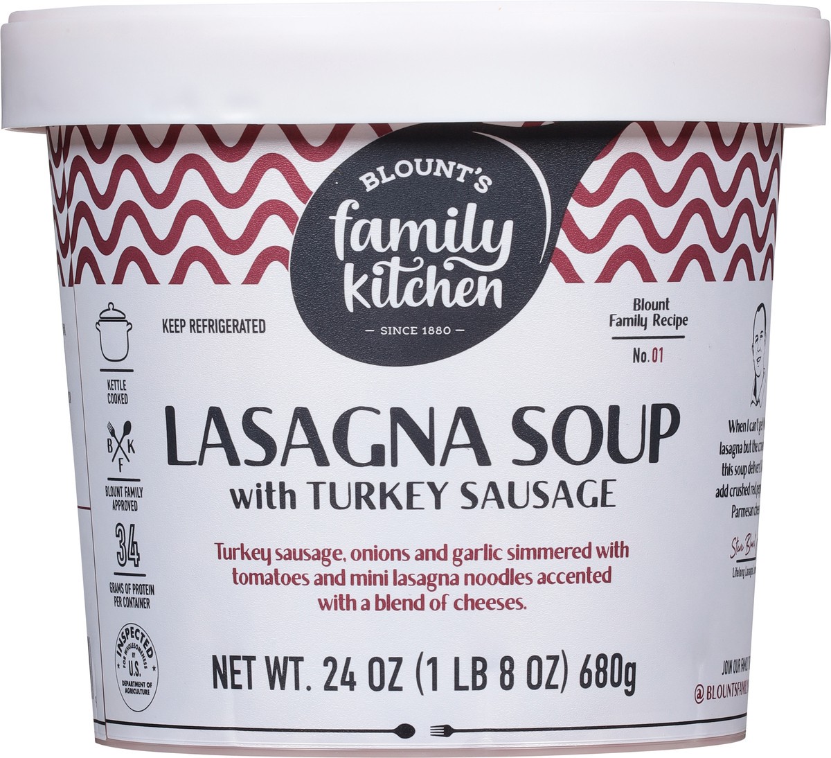 slide 12 of 13, Blount's Family Kitchen Lasagna Soup with Turkey Sausage, 24 oz, 24 oz