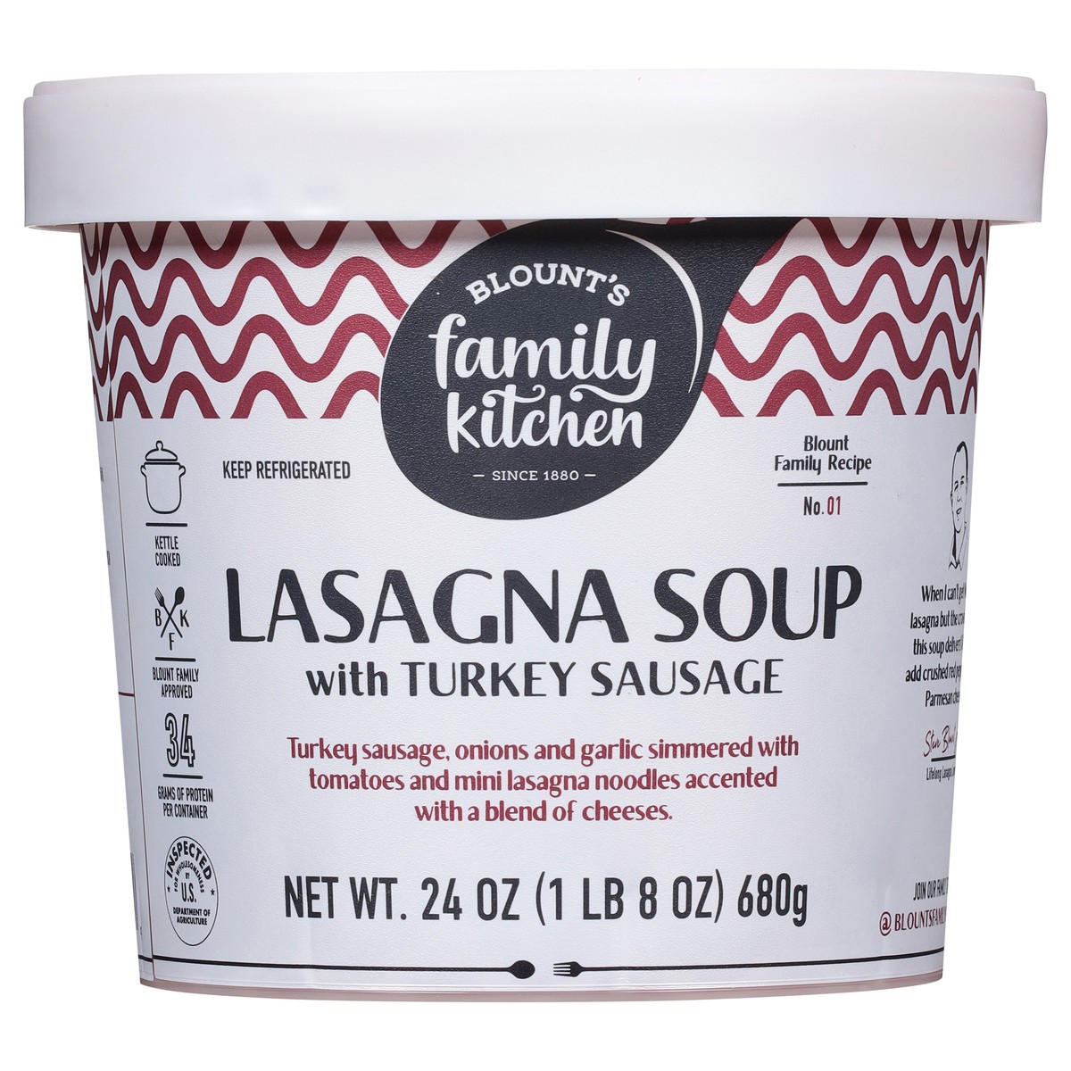 slide 1 of 13, Blount's Family Kitchen Lasagna Soup with Turkey Sausage, 24 oz, 24 oz