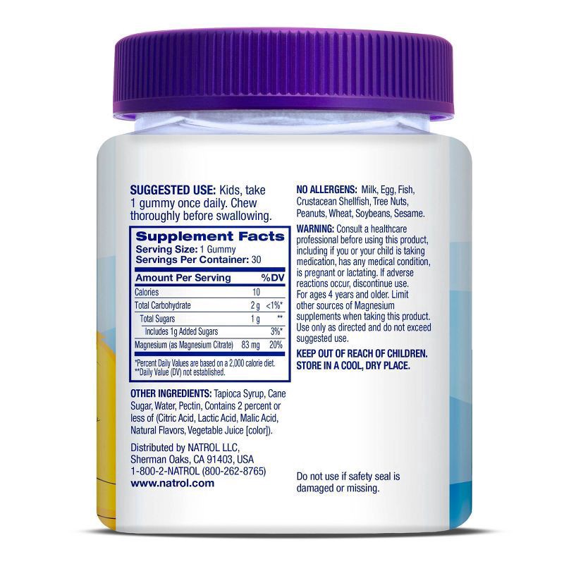 slide 4 of 4, Natrol Kids Magnesium Gummies, Dietary Supplement to Calm and Relax, Magnesium for Kids, 30 Razzilicious-Flavored Gummies, 30 Day Supply, 30 ct