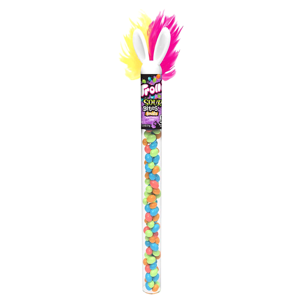 slide 1 of 2, Trolli Easter Crazy Hair Bunny Ears Sour Bites Fruit Tube, 2.5 oz