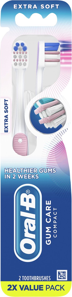 slide 3 of 3, Oral-B Gum Care Sensitive Toothbrushes, Extra Soft, 2 Count, 2 ct