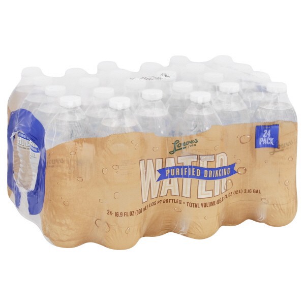 slide 1 of 1, Lowes Foods Purified Drinking Water 24 Pack 16.9oz Bottles, 405.6 oz