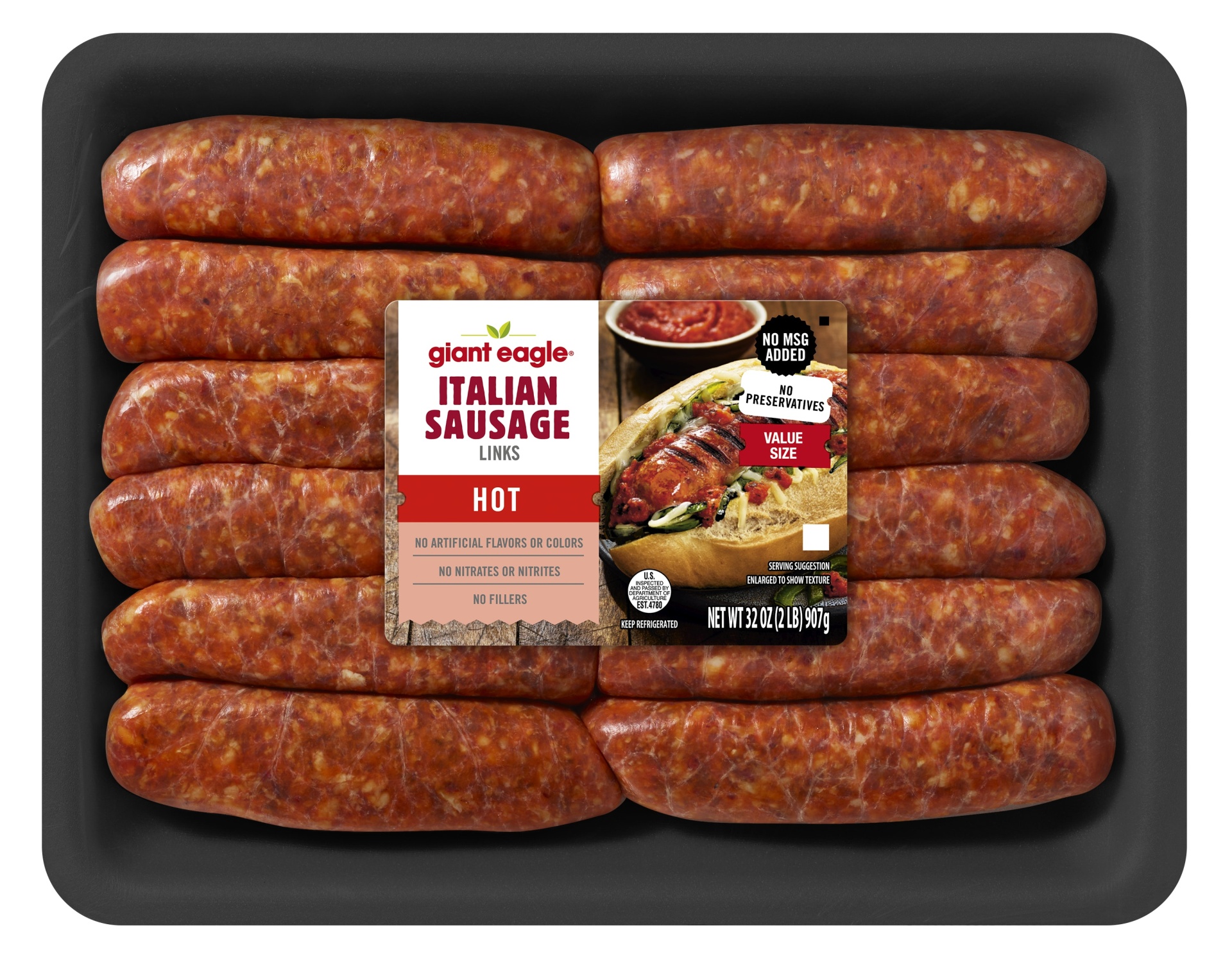 slide 1 of 1, GE Hot Italian Sausage, 32 oz