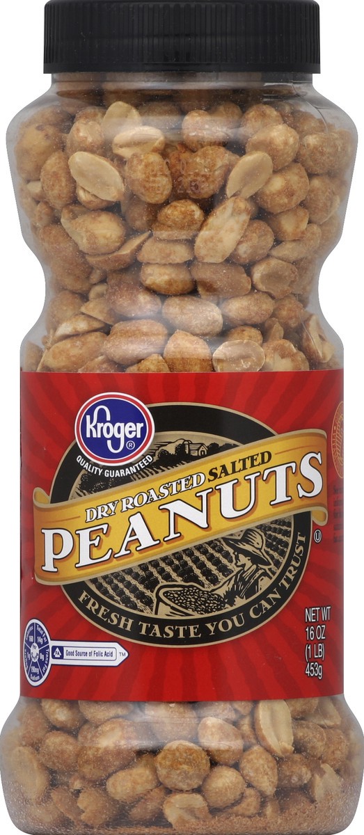 slide 2 of 3, Kroger Dry Roasted Peanuts, 16 oz