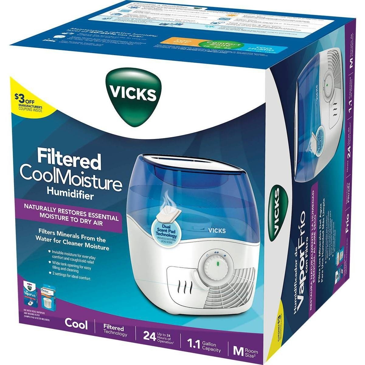 Vicks Filtered Cool Moisture Humidifier White 1 Ct Shipt