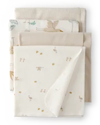 Carter's Baby 4-Pack Stork Print Receiving Blankets Yellow OSZ