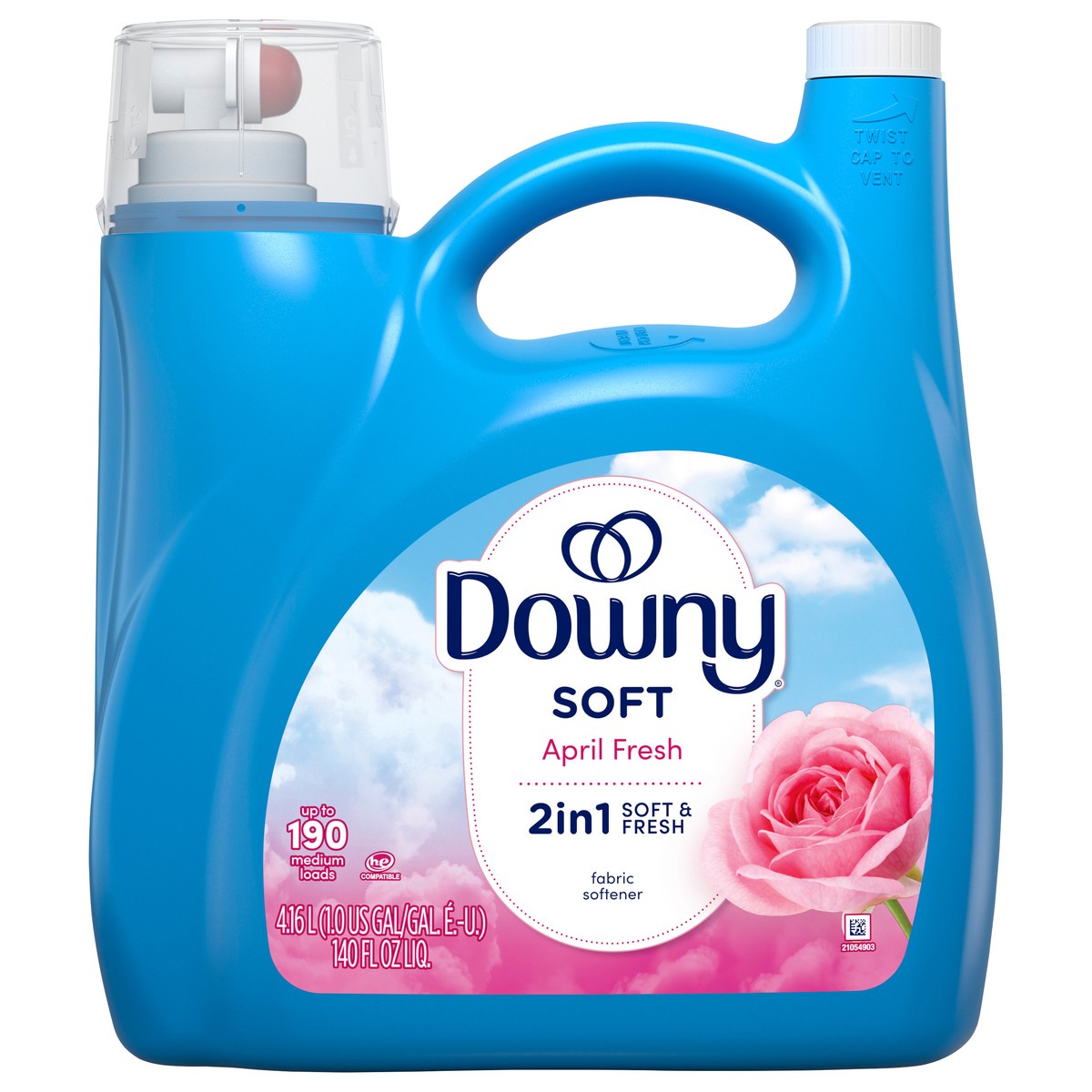 slide 1 of 7, Downy Soft, 2 in 1 Soft and Fresh Liquid Fabric Softener, April Fresh, 140 fl oz, 190 Loads, Fabric Conditioner Liquid provides softness and freshness for fabrics, 140 fl oz