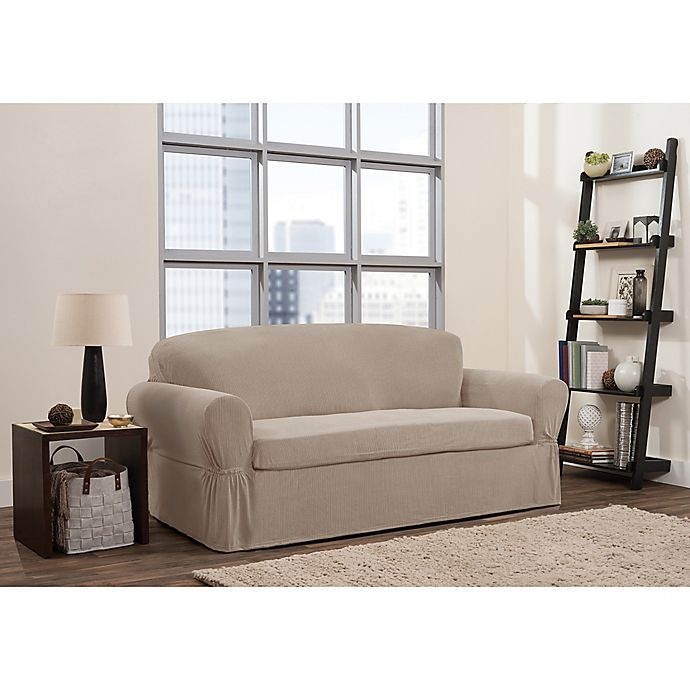 slide 1 of 1, Smart Fit Connor Sofa Slipcover - Taupe, 2 ct