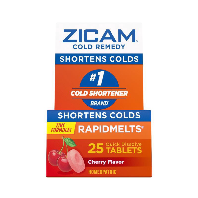 slide 1 of 12, Zicam Cold Remedy Zinc Rapidmelts, Cherry Flavor, Homeopathic, Cold Shortening Medicine, Shortens Cold Duration, 25 Count, 25 ct