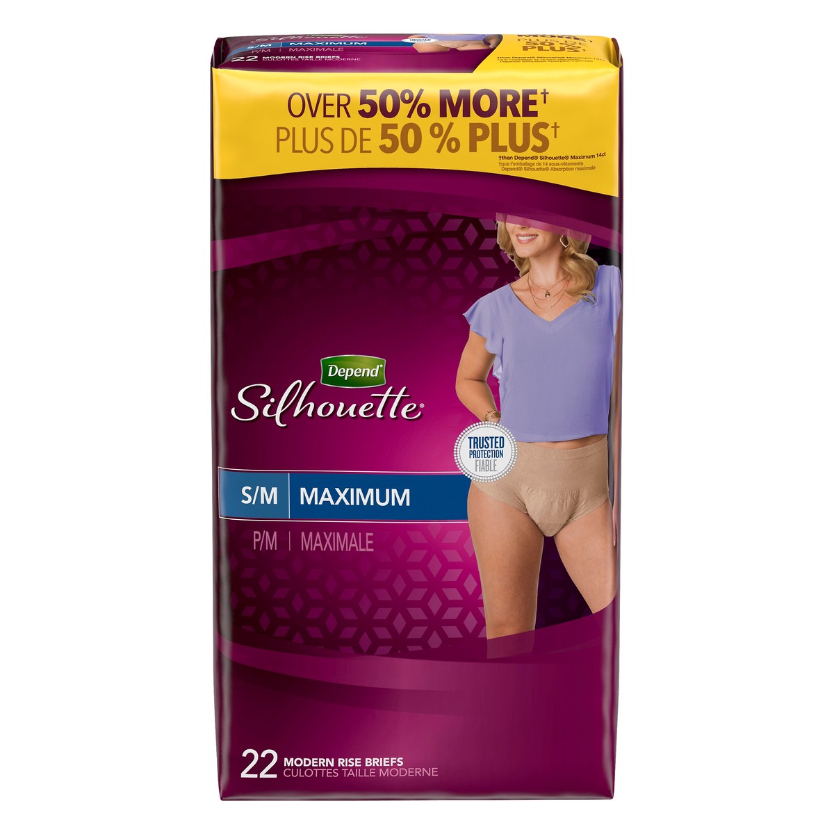 slide 4 of 11, Depend Silhouette S/M Maximum Modern Rise Brief 22 ea, 22 ct