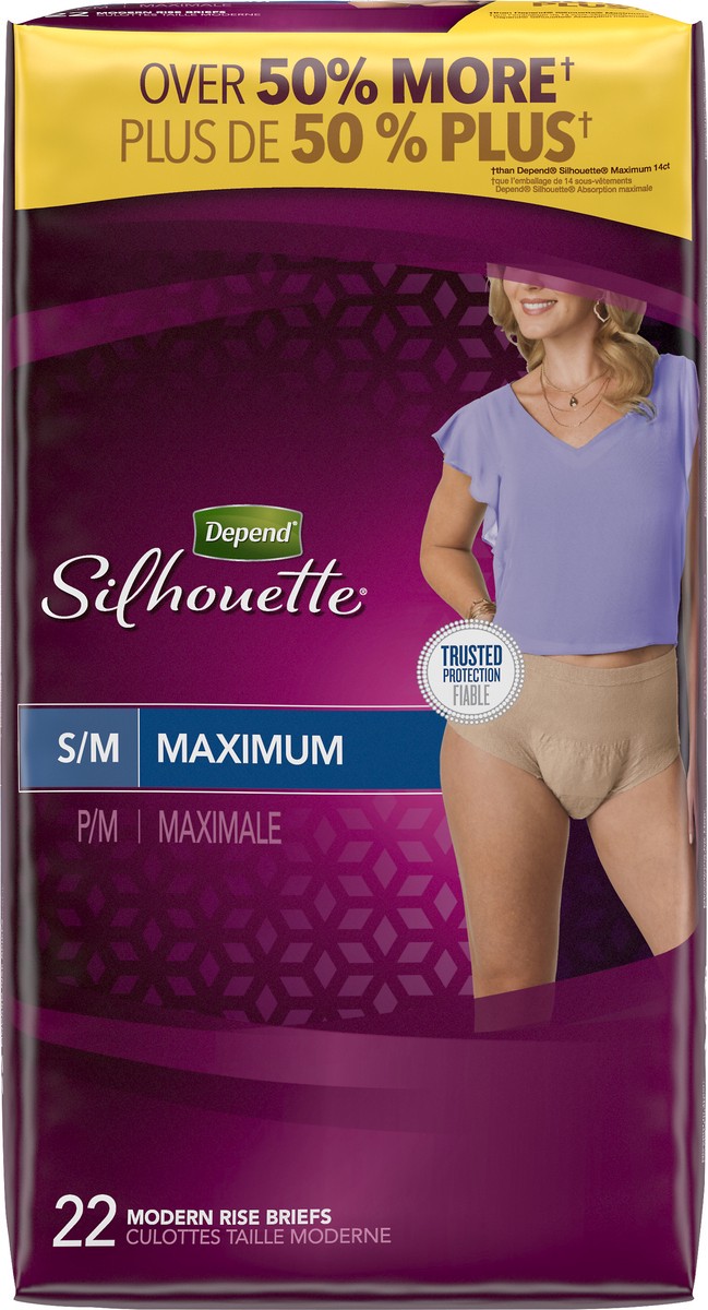 slide 3 of 11, Depend Silhouette S/M Maximum Modern Rise Brief 22 ea, 22 ct