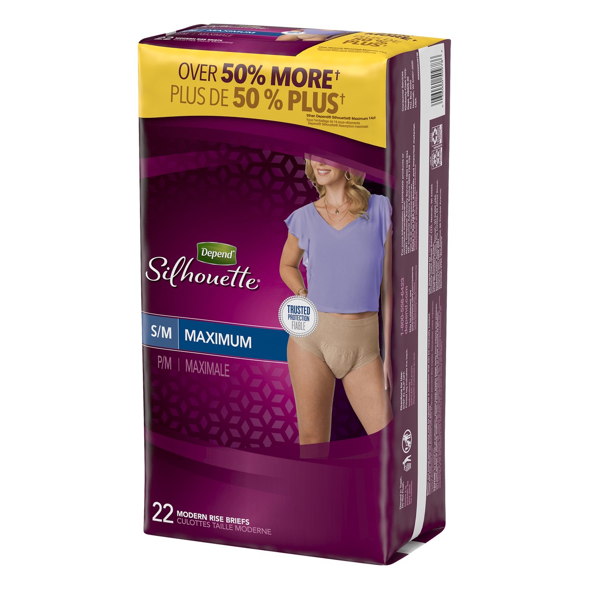 slide 10 of 11, Depend Silhouette S/M Maximum Modern Rise Brief 22 ea, 22 ct