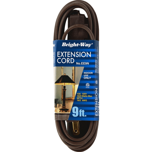 slide 2 of 2, Bright-Way Brown Extension Cord, 9 ft